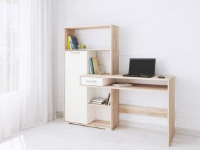 Компьютерный стол Квартет-8 дуб сонома/белый в Лабытнанги - labytnangi.mebel24.online | фото