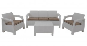 Комплект уличной мебели Yalta Premium Terrace Triple Set (Ялта) белый (+подушки под спину) в Лабытнанги - labytnangi.mebel24.online | фото