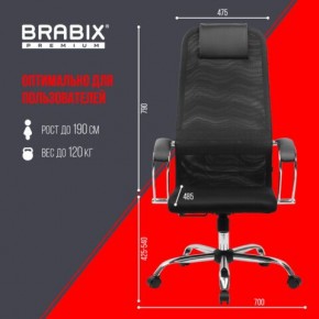 Кресло BRABIX PREMIUM "Ultimate EX-800" хром, плотная двойная сетка Х2, черное, 532911 в Лабытнанги - labytnangi.mebel24.online | фото 6