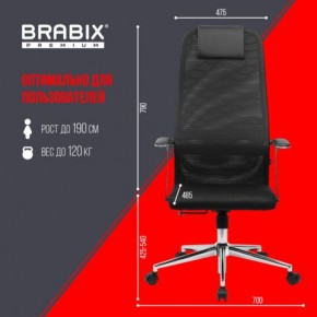 Кресло BRABIX PREMIUM "Ultimate EX-801" хром, плотная двойная сетка Х2, черное, 532917 в Лабытнанги - labytnangi.mebel24.online | фото 7