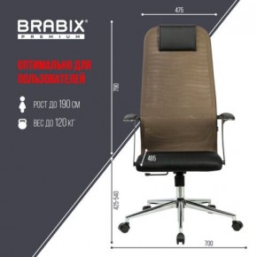 Кресло BRABIX PREMIUM "Ultimate EX-801" хром, плотная двойная сетка Х2, черное/коричневое, 532920 в Лабытнанги - labytnangi.mebel24.online | фото 6