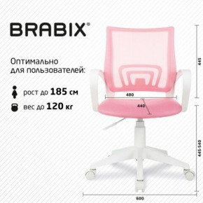 Кресло BRABIX "Fly MG-396W", с подлокотниками, пластик белый, сетка, розовое, 533008 в Лабытнанги - labytnangi.mebel24.online | фото 5