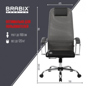 Кресло офисное BRABIX PREMIUM "Ultimate EX-800" хром, плотная двойная сетка Х2, черное/серое, 532912 в Лабытнанги - labytnangi.mebel24.online | фото 3