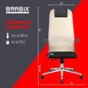 Кресло офисное BRABIX PREMIUM "Ultimate EX-801" хром, плотная двойная сетка Х2, черное/бежевое, 532919 в Лабытнанги - labytnangi.mebel24.online | фото 6