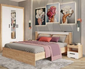 Кровать Адель 1.4 Настил из ДСП 2с дуб крафт золотой/белый в Лабытнанги - labytnangi.mebel24.online | фото 2