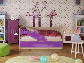 Кровать Дельфин-1 800*1600 (Фиолетовый металлик/дуб крафт белый) в Лабытнанги - labytnangi.mebel24.online | фото