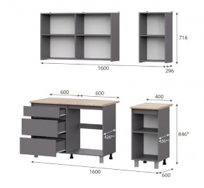 Кухонный гарнитур ДЕНВЕР (1600) Графит серый/Дуб Сонома в Лабытнанги - labytnangi.mebel24.online | фото 2