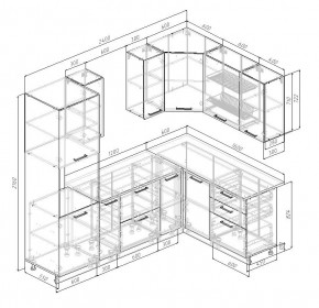 Кухонный гарнитур угловой Трансильвания 2400x1600 мм (Стол. 38 мм) в Лабытнанги - labytnangi.mebel24.online | фото 2