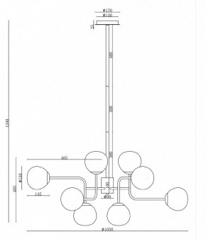 Люстра на штанге Maytoni Erich MOD221-PL-12-G в Лабытнанги - labytnangi.mebel24.online | фото 3