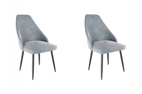 МИЛАН Набор стульев (2шт) серый (велюр)/черный в Лабытнанги - labytnangi.mebel24.online | фото