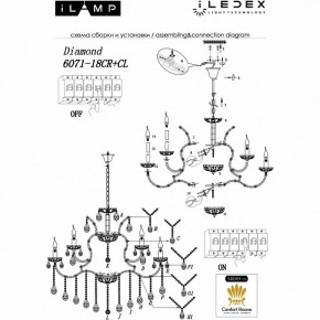 Подвесная люстра iLamp Diamond 6071-18 CR+CL в Лабытнанги - labytnangi.mebel24.online | фото 2