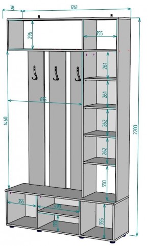 Прихожая с зеркалом V19_M в Лабытнанги - labytnangi.mebel24.online | фото 2