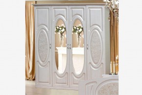 Прованс-2 Шкаф 4-х дверный с 2 зеркалами (Бежевый/Текстура белая платиной золото) в Лабытнанги - labytnangi.mebel24.online | фото