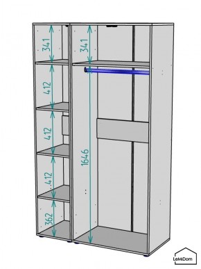 Шкаф Linnea MHR-3-1 2050х1200х510 (Графит-М 11.1.25) в Лабытнанги - labytnangi.mebel24.online | фото 3