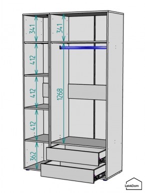 Шкаф Linnea MHR-3-2 2050х1200х510 (Графит-М 11.1.25) в Лабытнанги - labytnangi.mebel24.online | фото 3