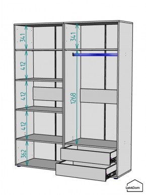 Шкаф Linnea MHR-4-2 2050х1600х510 (Графит-М 11.1.25) в Лабытнанги - labytnangi.mebel24.online | фото 3