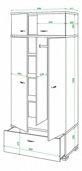 Шкаф платяной Домино КС-20 в Лабытнанги - labytnangi.mebel24.online | фото 3