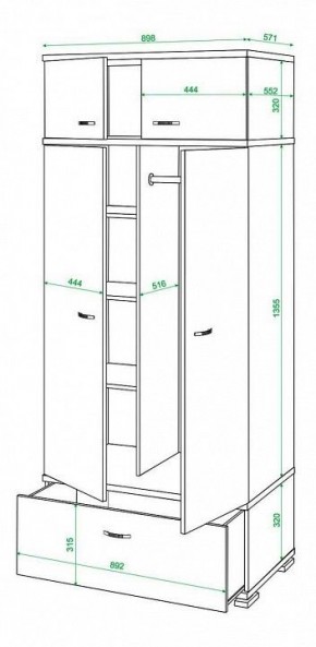 Шкаф платяной Домино КС-20 в Лабытнанги - labytnangi.mebel24.online | фото 3