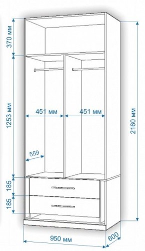 Шкаф платяной Нобиле Пл-95/60 в Лабытнанги - labytnangi.mebel24.online | фото 2