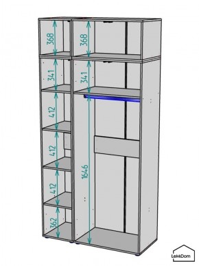 Шкаф с антресолью Linnea MHR-3A-1 2450х1200х510 (Графит-М 11.1.25) в Лабытнанги - labytnangi.mebel24.online | фото 3
