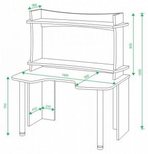 Стол компьютерный Домино Lite СКЛ-Игр140+НКИЛ140ВЛ в Лабытнанги - labytnangi.mebel24.online | фото 2