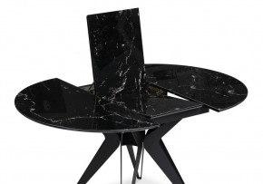 Стол стеклянный Рикла 110(150)х110х76 черный мрамор / черный в Лабытнанги - labytnangi.mebel24.online | фото 4