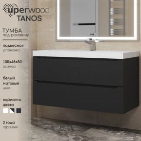 Тумба под раковину Uperwood Tanos 100 см, подвесная, черная матовая в Лабытнанги - labytnangi.mebel24.online | фото 3