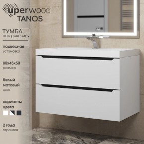 Тумба под раковину Uperwood Tanos 80 см, подвесная, белая/графит в Лабытнанги - labytnangi.mebel24.online | фото 3