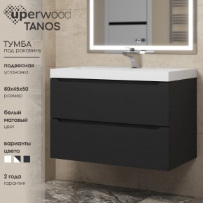 Тумба под раковину Uperwood Tanos 80 см, подвесная, черная матовая в Лабытнанги - labytnangi.mebel24.online | фото 3