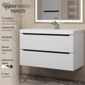 Тумба под раковину Uperwood Tanos 90 см, подвесная, белая/графит в Лабытнанги - labytnangi.mebel24.online | фото 3